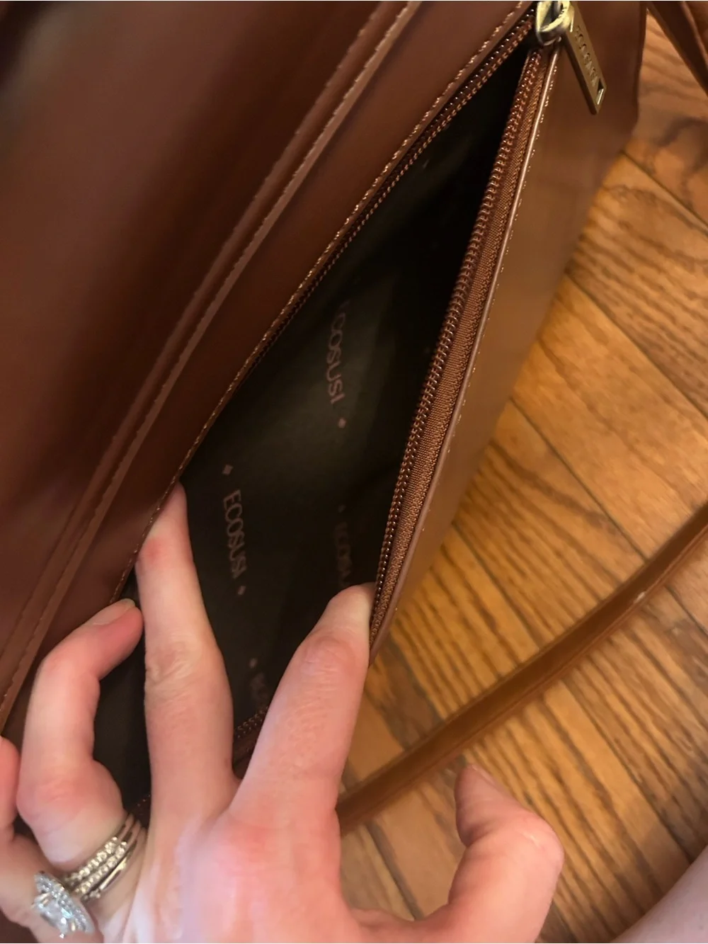 Classic Brown Laptop Tote with Detachable Strap